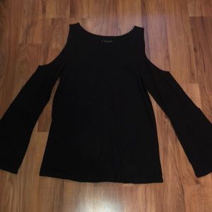 Black knit cold shoulder top